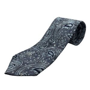 Ermenegildo Zegna Silk Tie, Blue Paisley Pattern, Made in Italy, Like New